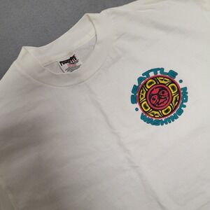 PowerPro by Oneita Seattle Washington Graphic T-Shirt Mens Large White Vintage